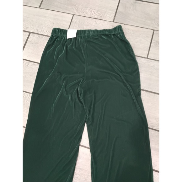 LC Lauren Conrad High Rise Wide Leg Velvet Trouser Pants Green Size 14 - Picture 8 of 8